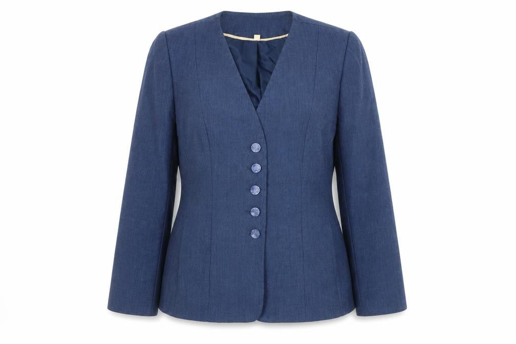Front view of Honor Millburn Women's Blue Blazer, size 12