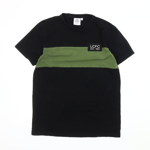 Leicester City FC Men's M Black/Green Colourblock T-Shirt