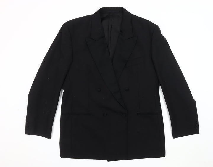 Moss Bros Men's Black Double-Breasted Suit Jacket 42R