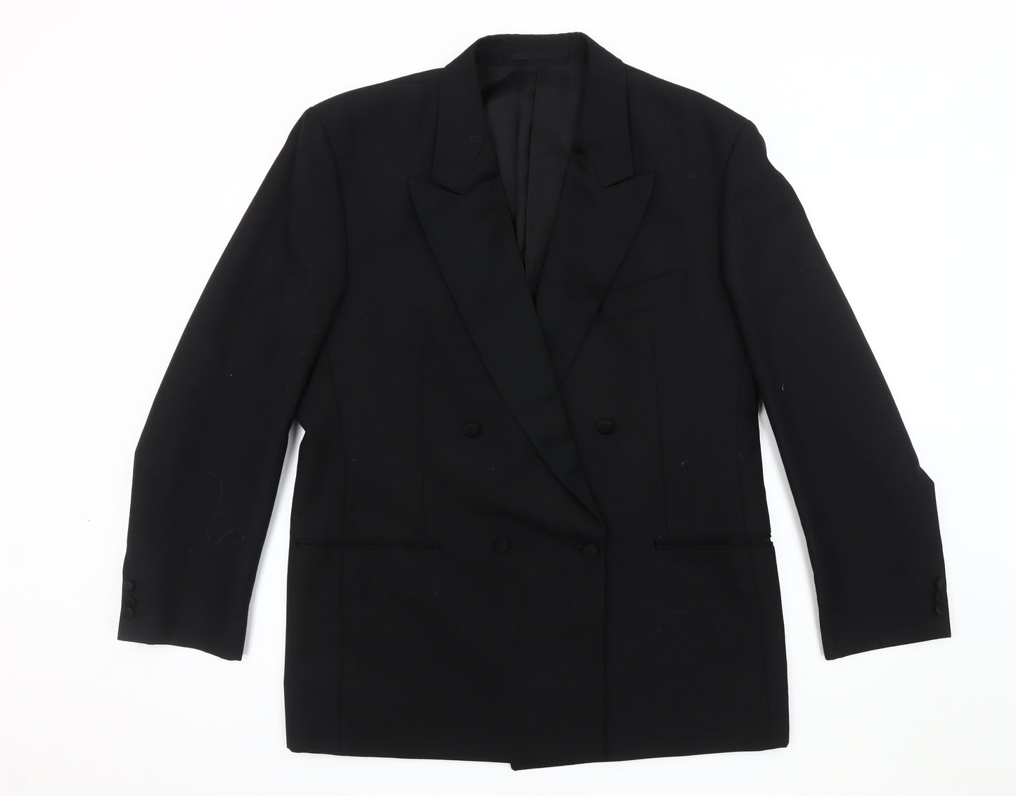 Moss Bros Men's Black Double-Breasted Suit Jacket 42R