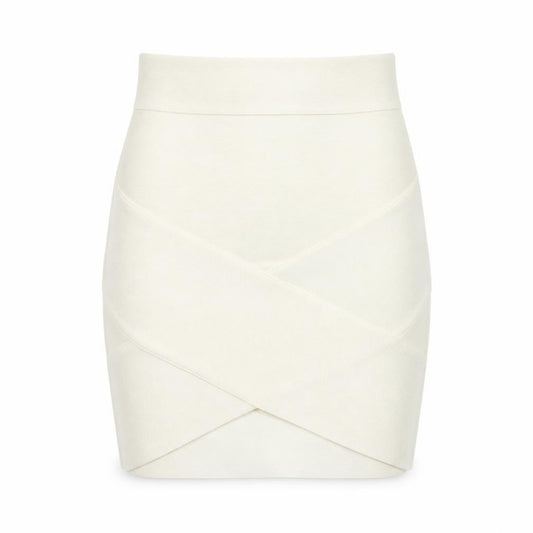 Front view of My Bandage Dress White Knee Length Bandage Skirt, size 8