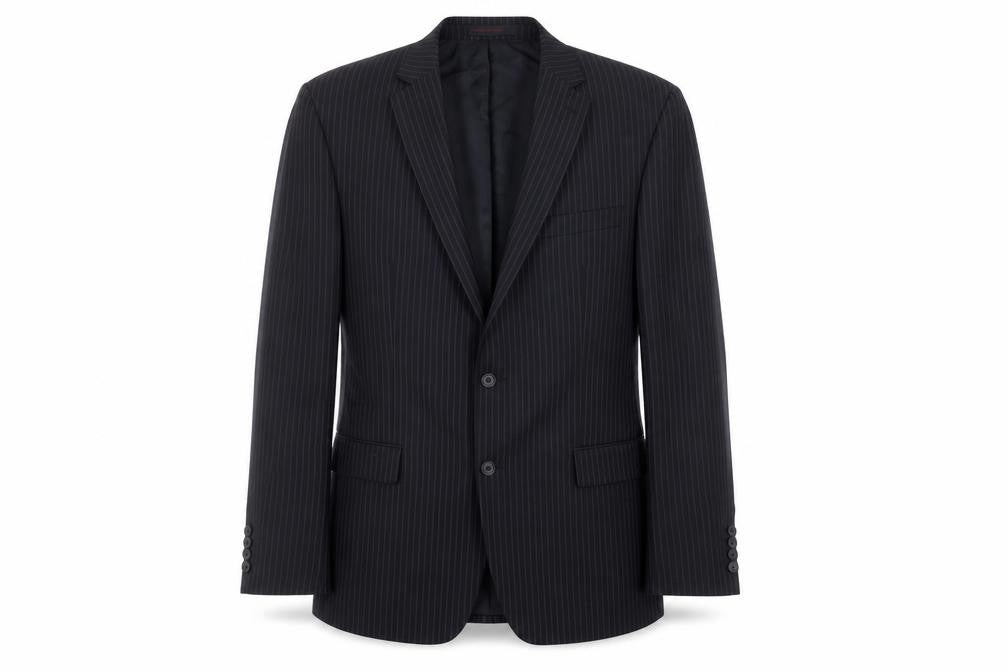 Front view of Jeff Banks Men's Black Striped Blazer, 42 Long, Formal