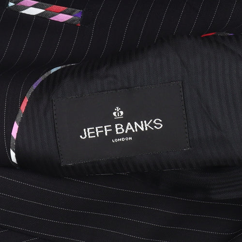 Jeff Banks Men's Black Striped Blazer, 42 Long, Formal