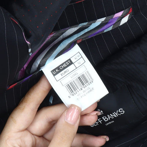 Jeff Banks Men's Black Striped Blazer, 42 Long, Formal