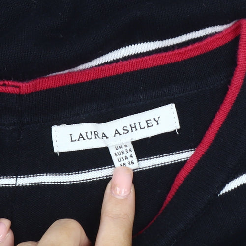 Laura Ashley Women's Black Striped Shift Dress UK 8