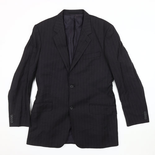 T.M. Lewin Men's Black Striped Wool Blazer 41R