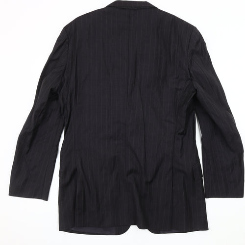 T.M. Lewin Men's Black Striped Wool Blazer 41R