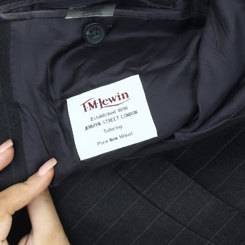 T.M. Lewin Men's Black Striped Wool Blazer 41R
