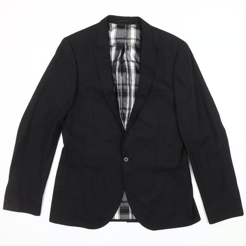 White Label Men Black Blazer Jacket 40R Regular Fit