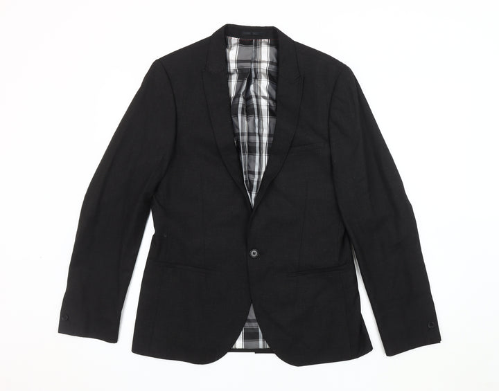 White Label Men Black Blazer Jacket 40R Regular Fit