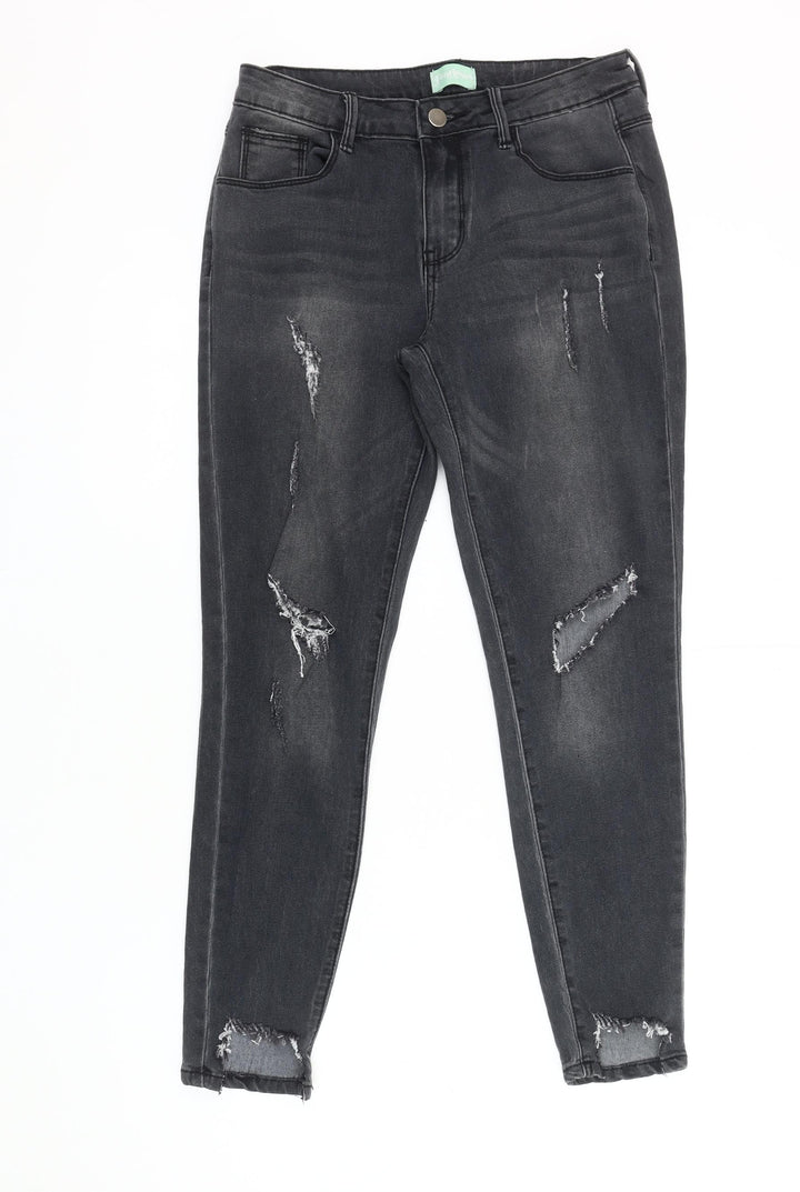 Fearlesss Women's Black Skinny Distressed Jeans Size 10