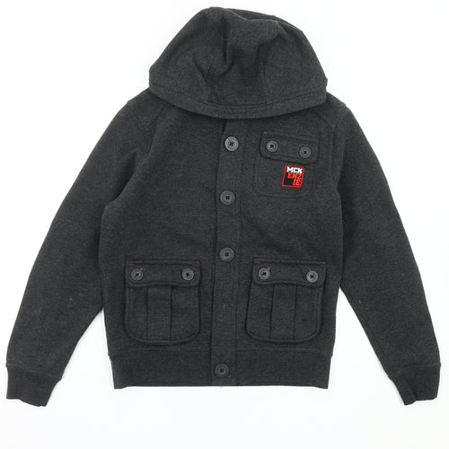 McKenzie Boys' Black Bomber Jacket, M, Hooded