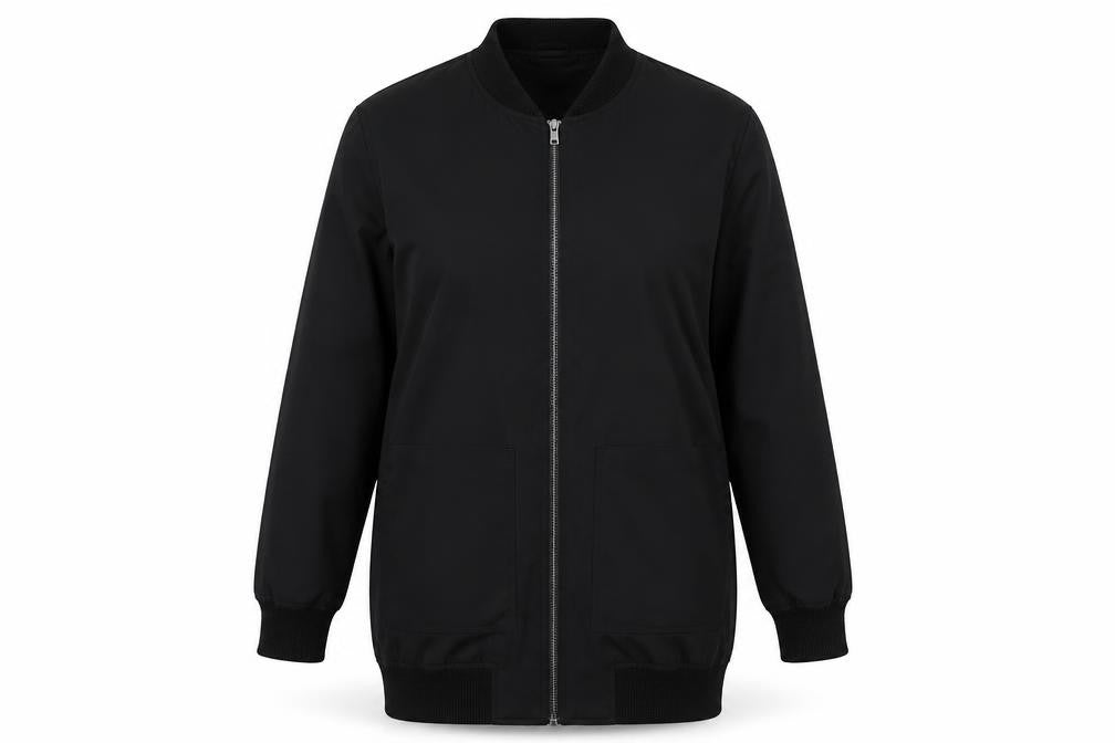 Front view of Jacqueline de Yong Women's Black Bomber Jacket, size 2