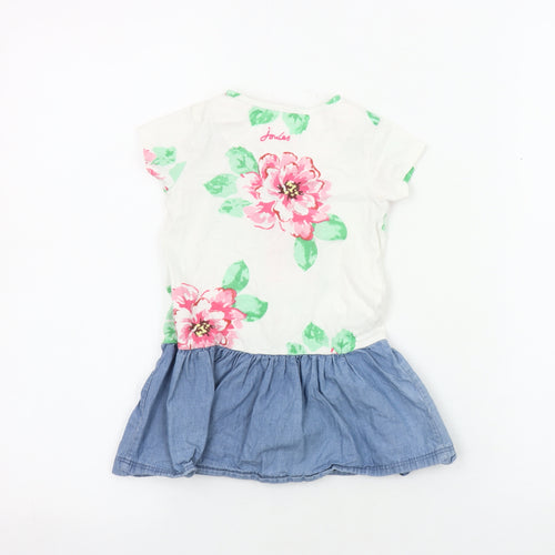 Joules Girls Floral Blue Skater Dress, Size 18-24 Months