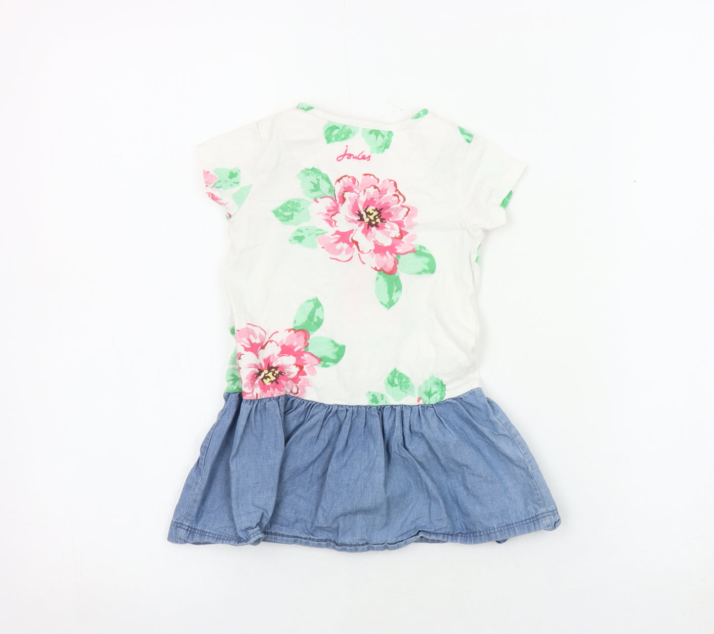 Joules Girls Floral Blue Skater Dress, Size 18-24 Months