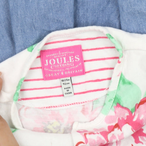 Joules Girls Floral Blue Skater Dress, Size 18-24 Months