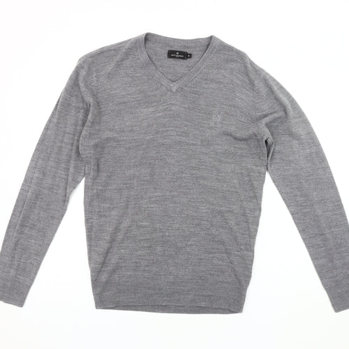 Jeff Banks Men's Grey V-Neck Pullover Jumper Size S