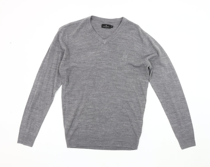 Jeff Banks Men's Grey V-Neck Pullover Jumper Size S