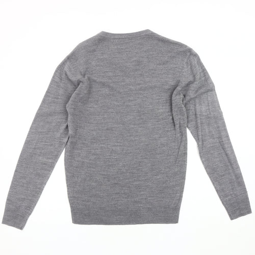 Jeff Banks Men's Grey V-Neck Pullover Jumper Size S