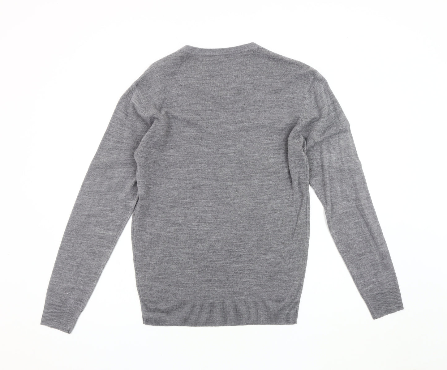 Jeff Banks Men's Grey V-Neck Pullover Jumper Size S