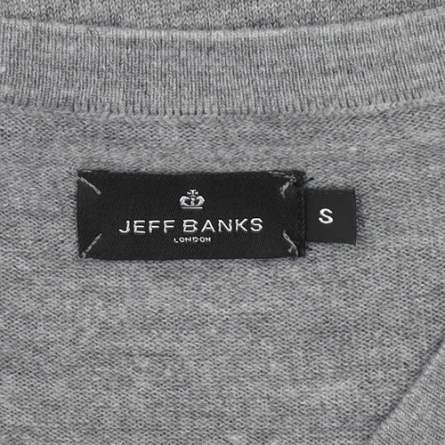Jeff Banks Men's Grey V-Neck Pullover Jumper Size S