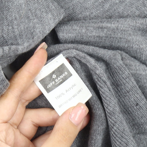 Jeff Banks Men's Grey V-Neck Pullover Jumper Size S