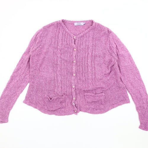Honor Millburn Women's Pink Cardigan M Cable-Knit