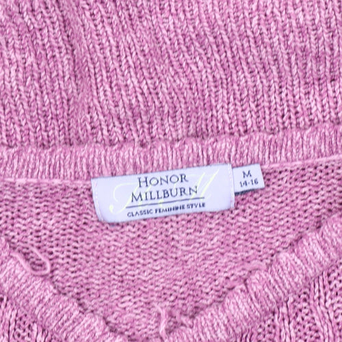 Honor Millburn Women's Pink Cardigan M Cable-Knit