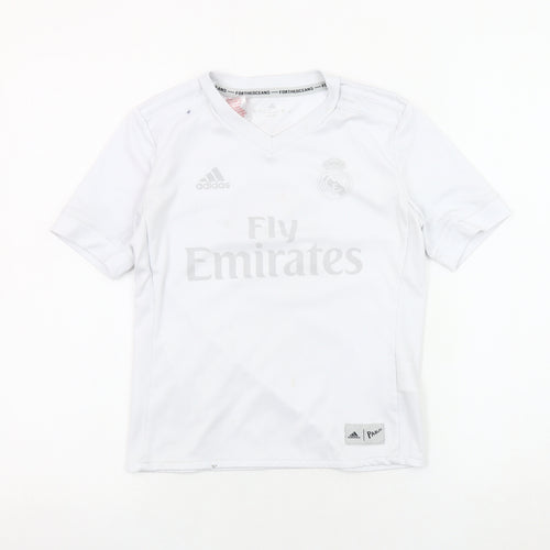 Adidas Boys White Football Jersey 4-5Yrs Short Sleeve