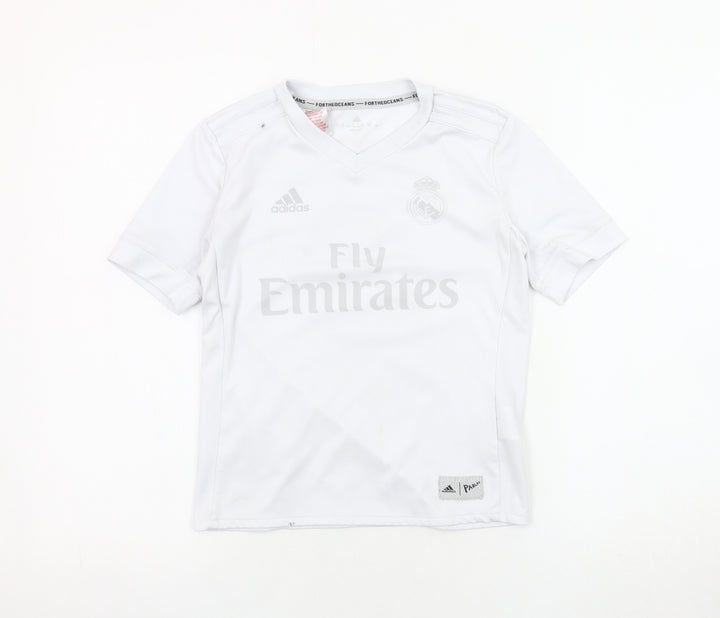 Adidas Boys White Football Jersey 4-5Yrs Short Sleeve