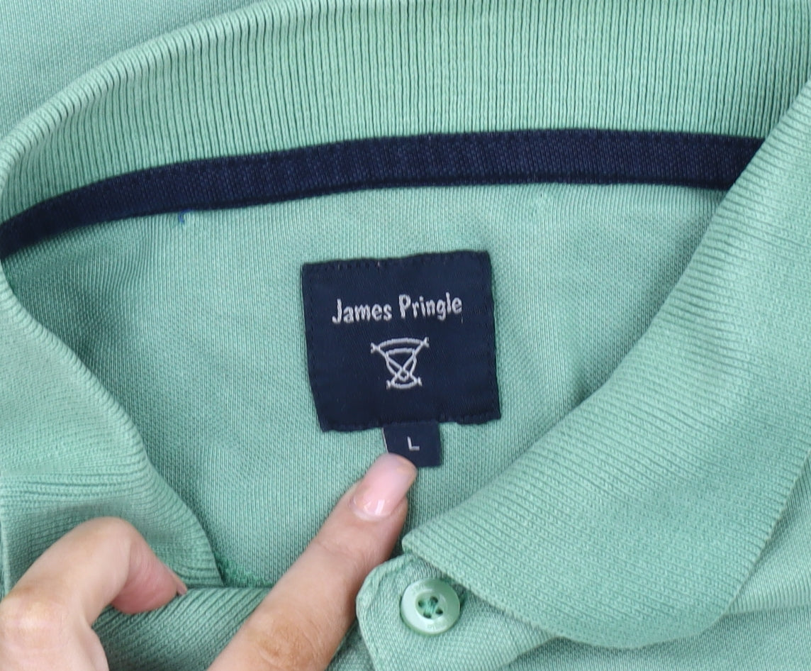 James Pringle Men's Green Polo Shirt L