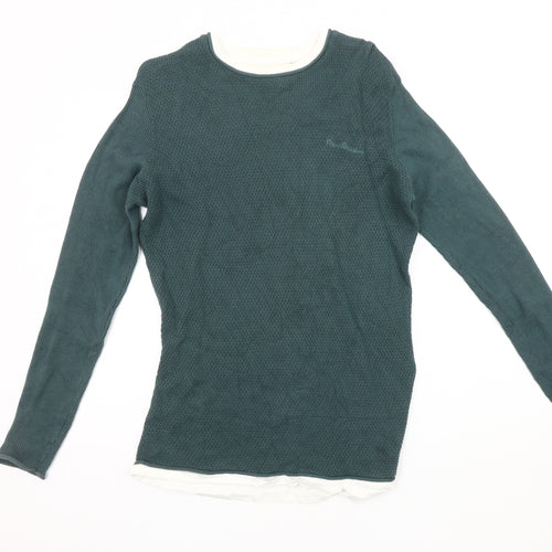 Pierre Cardin Men's Green M Waffle Pullover Jumper