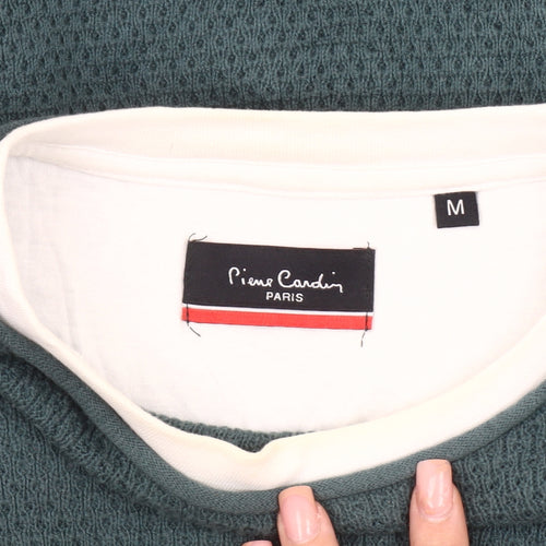 Pierre Cardin Men's Green M Waffle Pullover Jumper