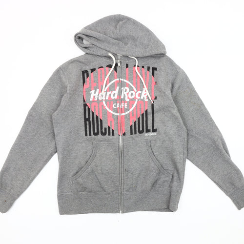 Hard Rock Cafe Women's Grey Hooded Zip Jacket S