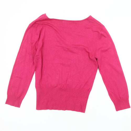 Jeff Banks Women's Pink V-Neck Pullover Jumper M