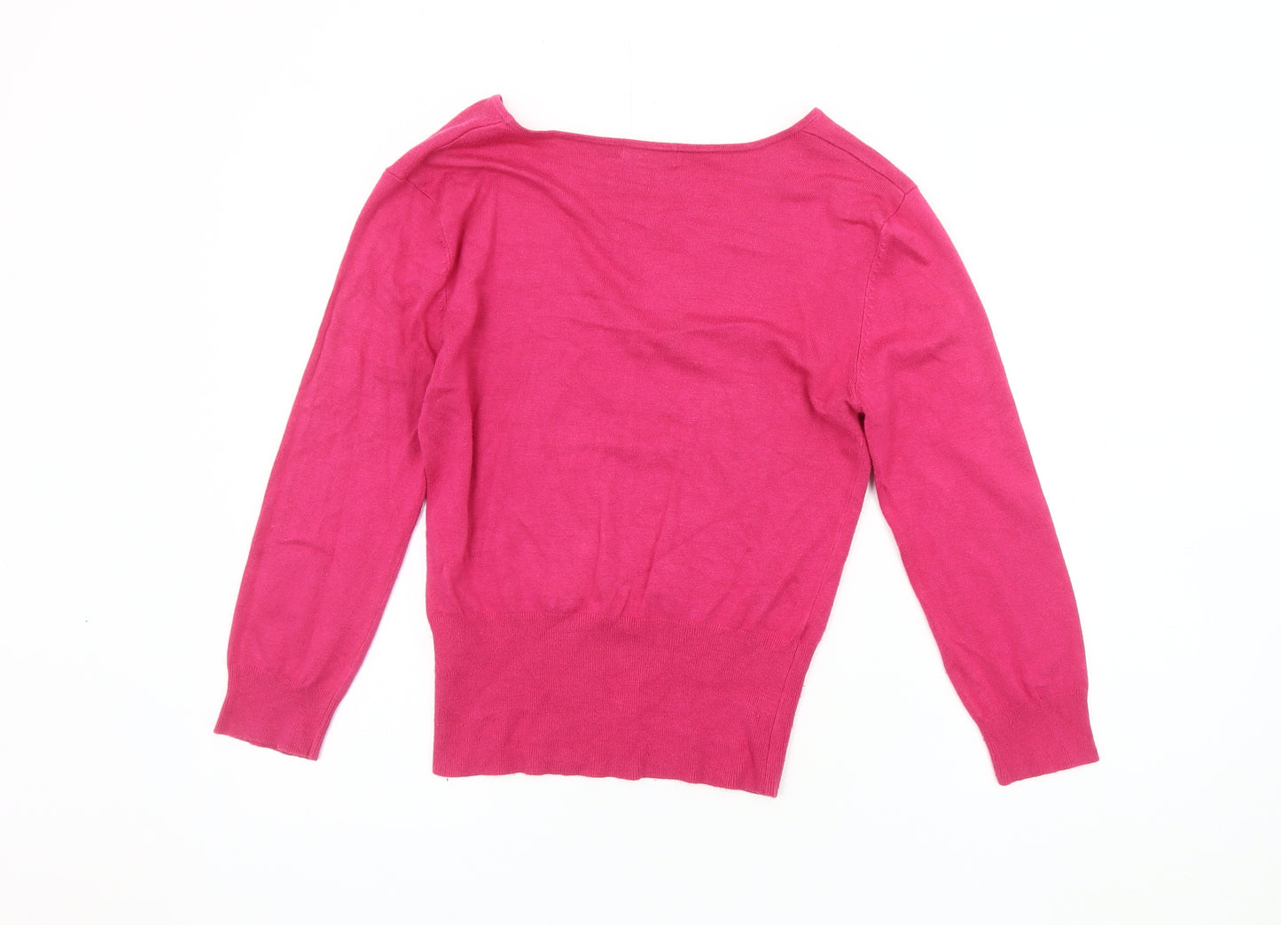 Jeff Banks Women's Pink V-Neck Pullover Jumper M
