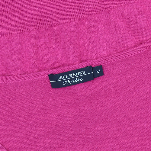 Jeff Banks Women's Pink V-Neck Pullover Jumper M