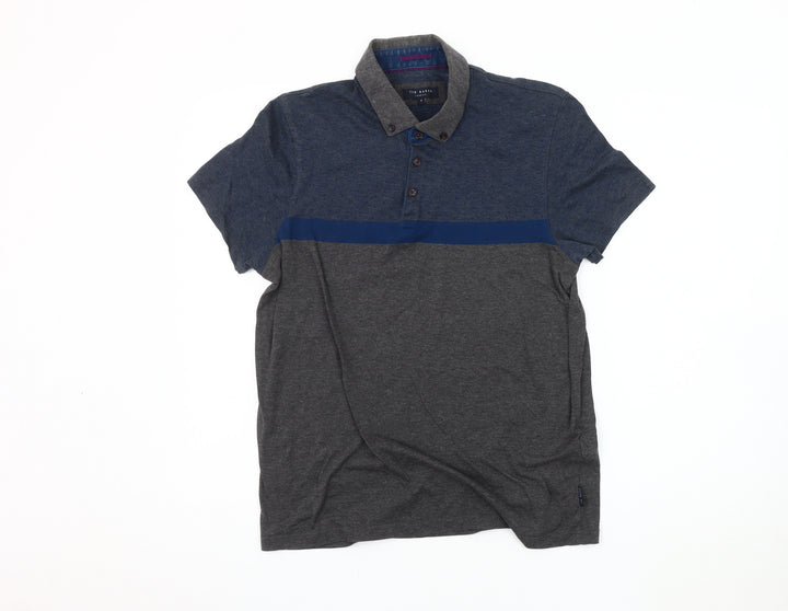 Ted Baker Men's Blue Polo Shirt - Size 4, Short Sleeve