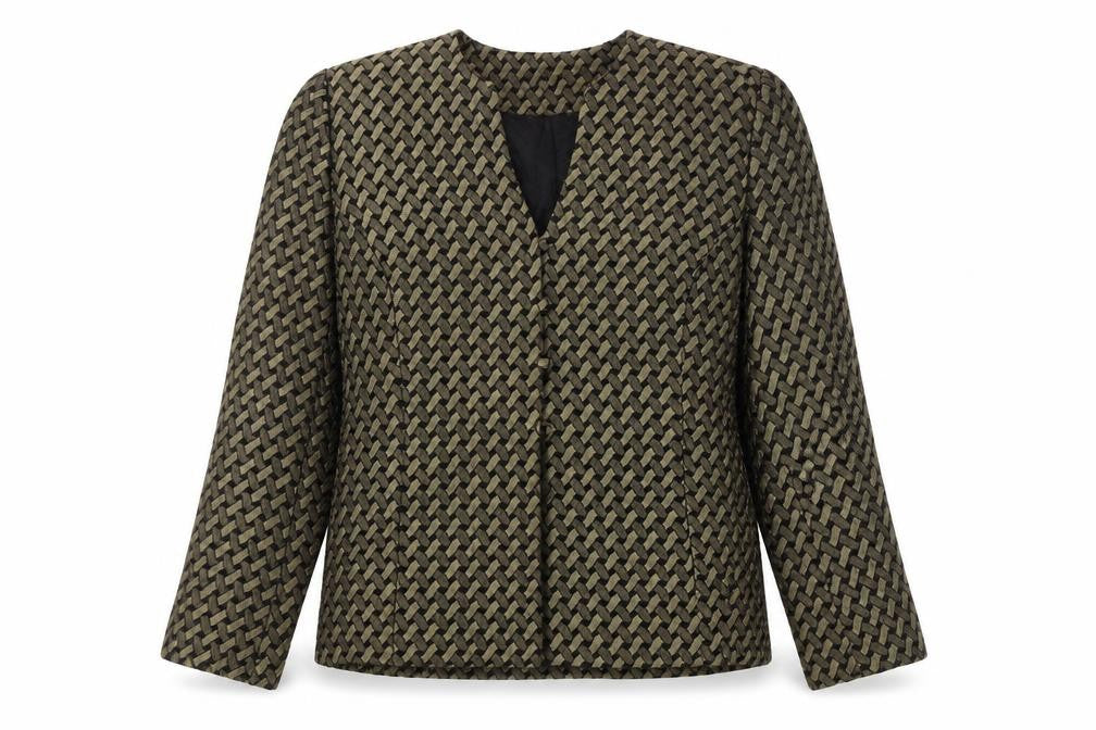 Front view of Eastex Women's Black Geometric Jacket UK 10