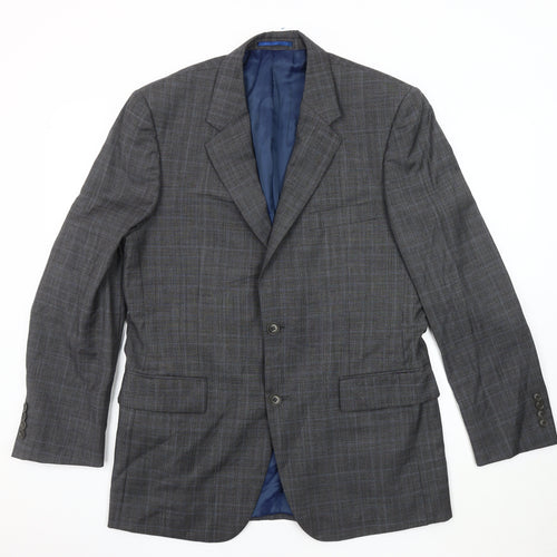 Austin Reed Men's Grey with Blue Check Blazer 40R Wool