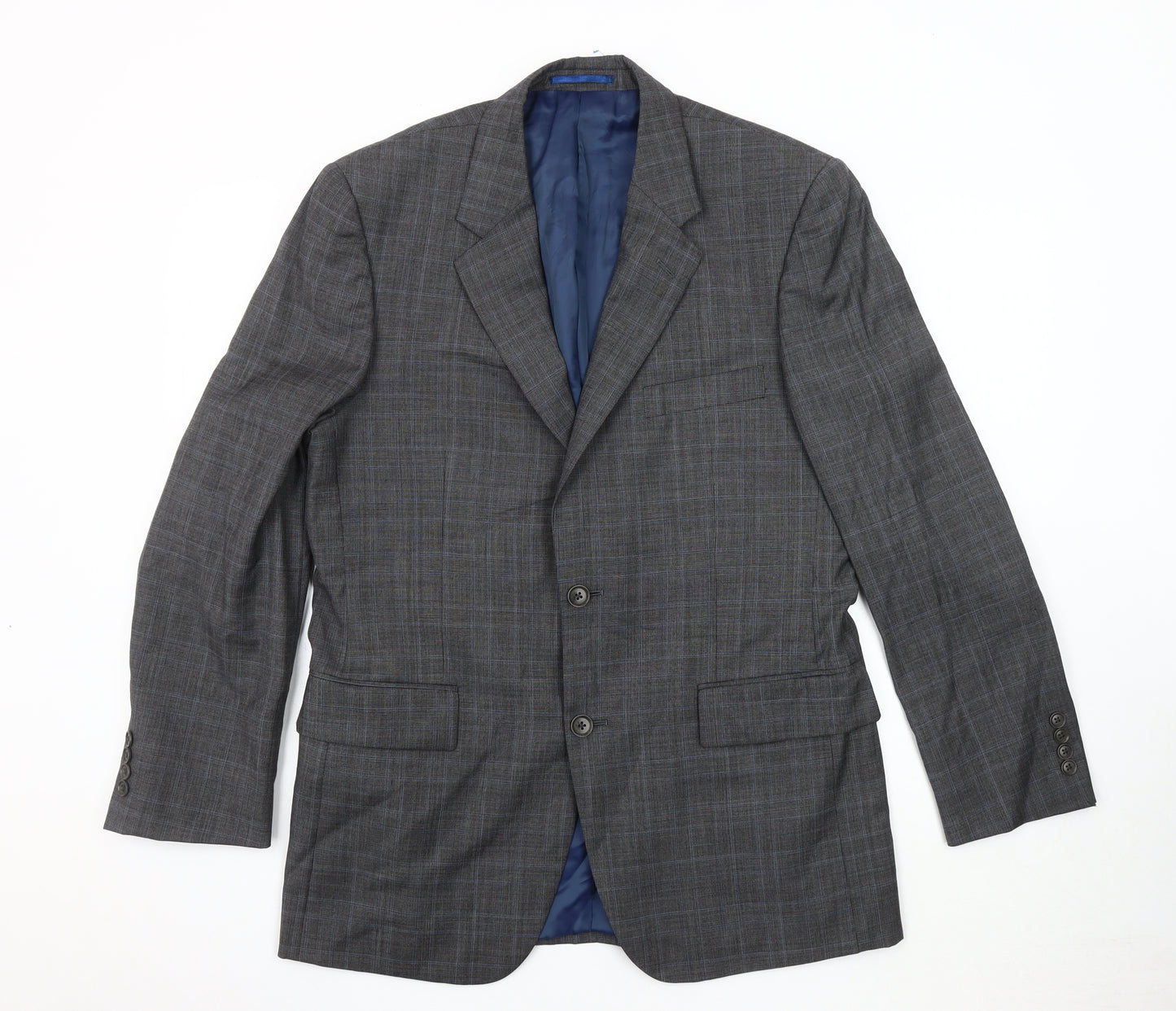 Austin Reed Men's Grey with Blue Check Blazer 40R Wool