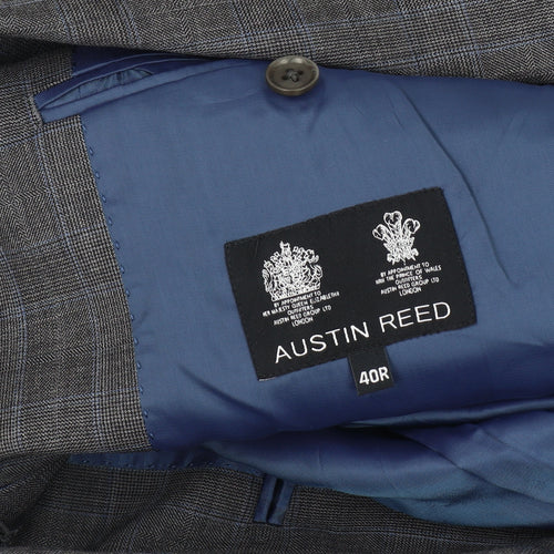 Austin Reed Men's Grey with Blue Check Blazer 40R Wool