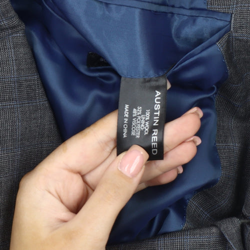 Austin Reed Men's Grey with Blue Check Blazer 40R Wool