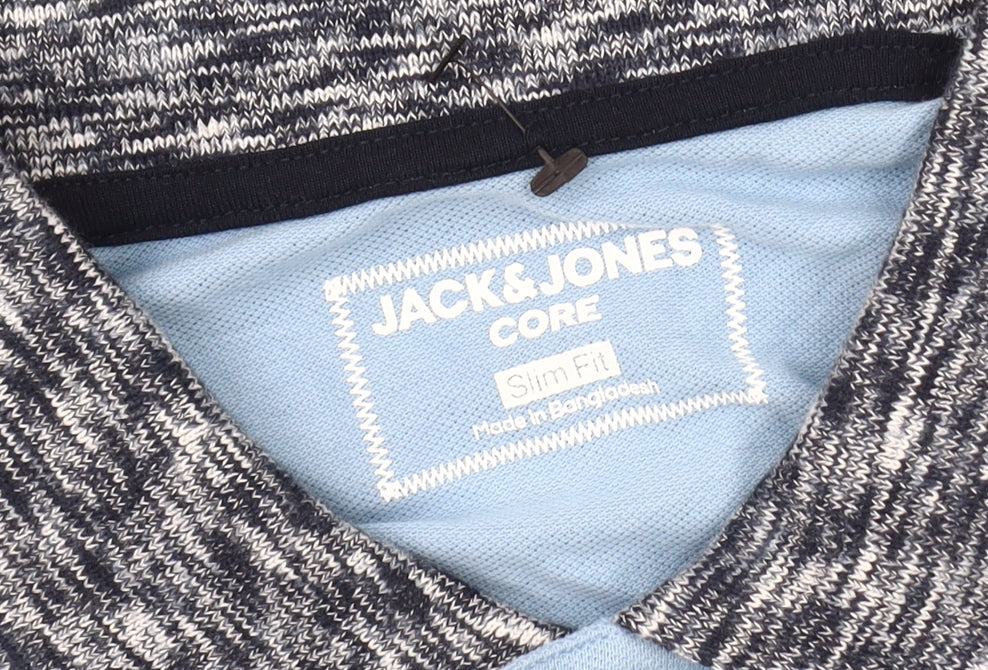 Jack & Jones Men's Blue Slim Fit Polo Shirt L
