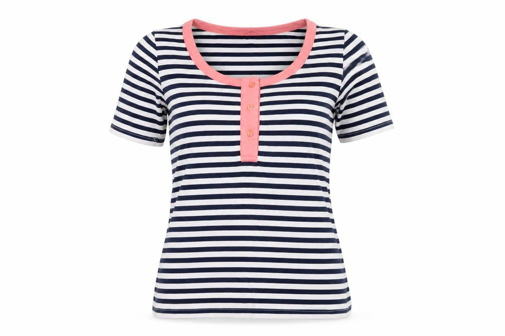 Front view of Betty Jackson Studio Women's Blue Striped T-Shirt, size 10
