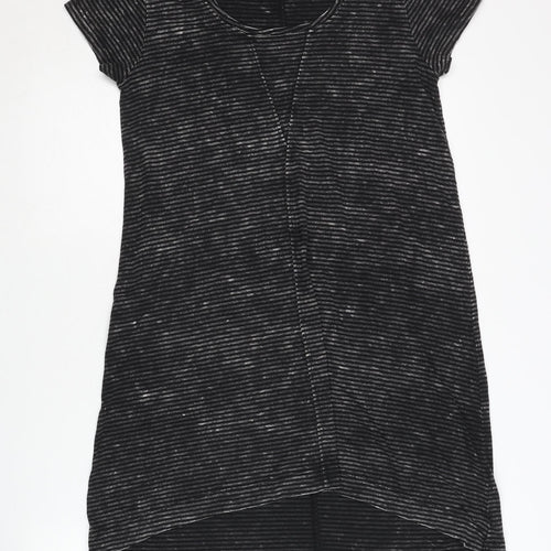 Label Lab Women's Black Striped Midi T-Shirt Dress - Size 12