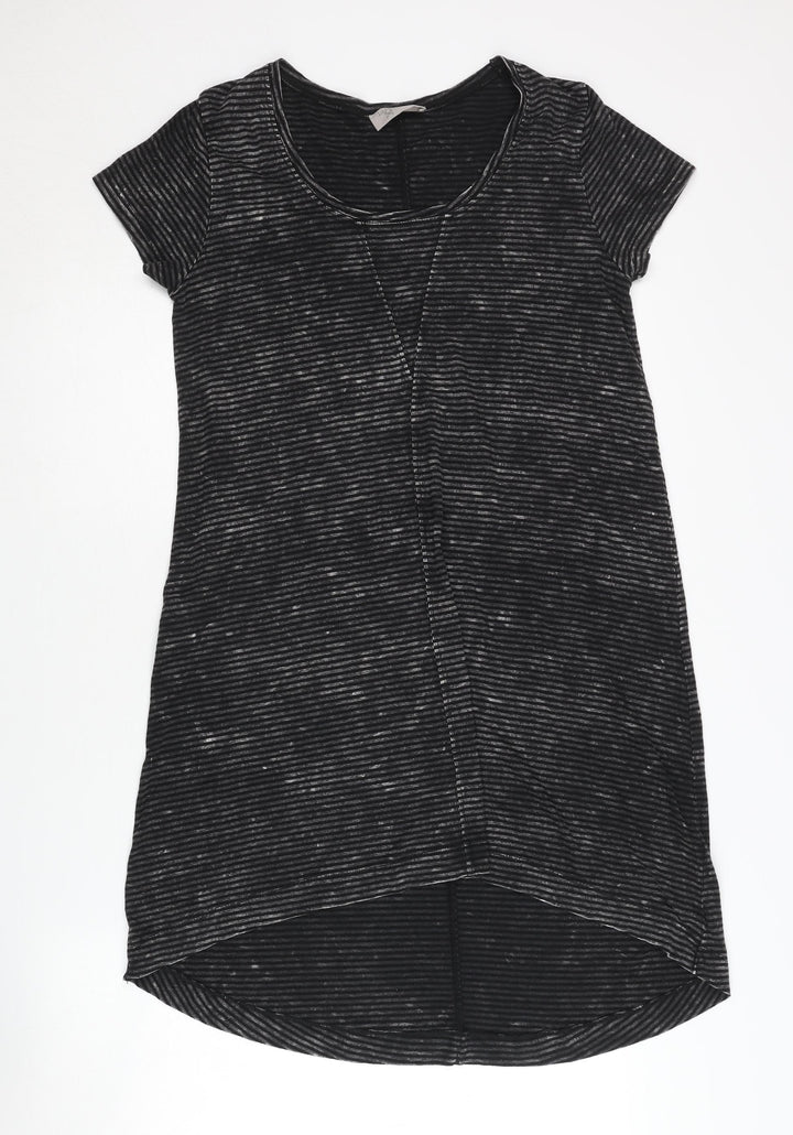 Label Lab Women's Black Striped Midi T-Shirt Dress - Size 12