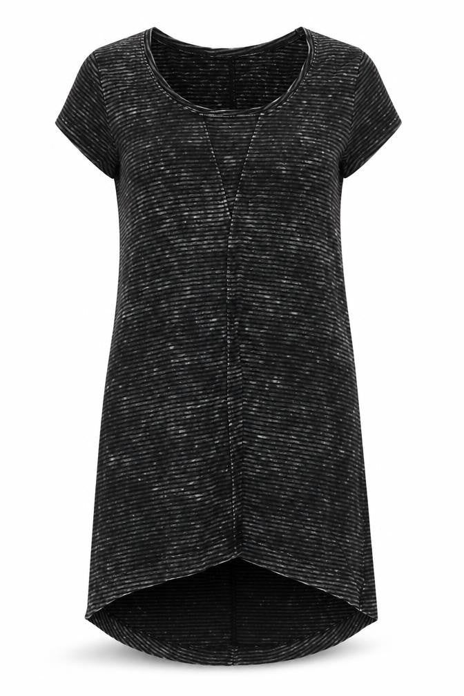 Label Lab Women's Black Striped Midi T-Shirt Dress - Size 12