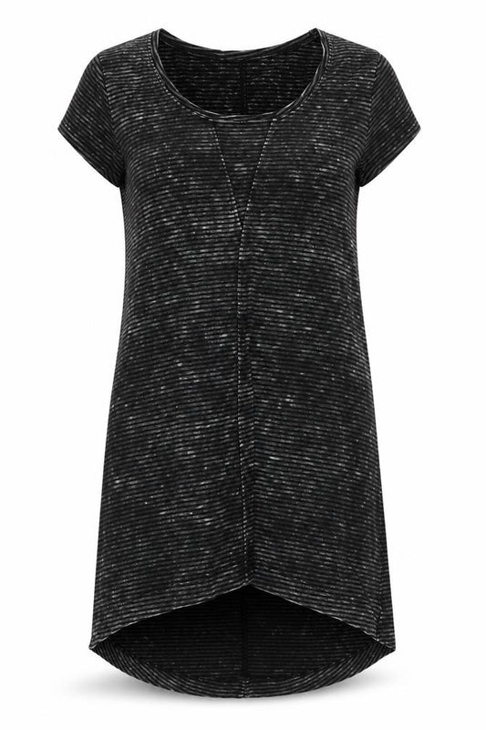Front view of Label Lab Women's Black Striped Midi T-Shirt Dress -, size 12