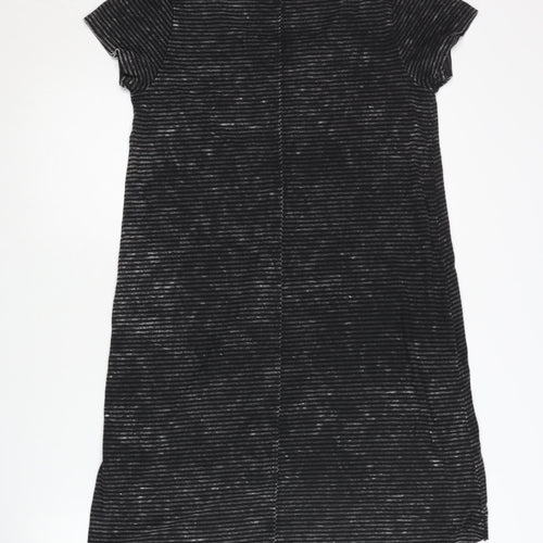Label Lab Women's Black Striped Midi T-Shirt Dress - Size 12